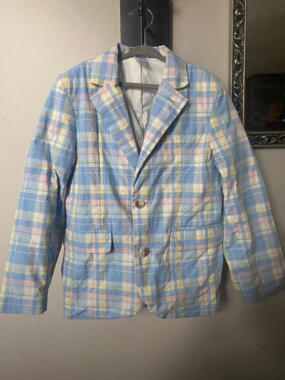 Gymboree Boy’s Light Blue Pastel Plaid Blazer